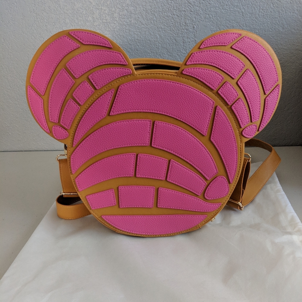 Women's Rare Disney Inspired Pink Concha Minnie Mouse Ears Crossbody Handbag